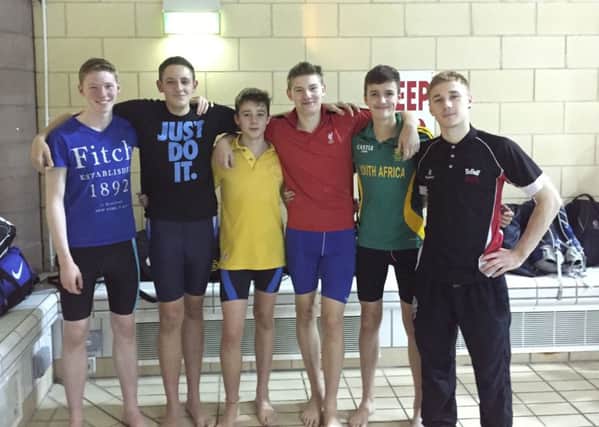 Five Lisburn boys with their Coach Nathan Taylor, who have recently been selected for the Ulster Waterpolo Under 16 squad, which has never happened before. A big congratulations to all of them. From left to right: Connor Mason, Adam Cushley, Cameron Loan, Jake Cochrane, Andrew Edgar and Nathan Taylor (coach).