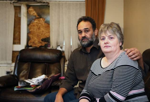 Picture credit © Matt Mackey - Presseye.com - Belfast - Northern Ireland - 17th November 2015

Margaret Ibrahim along with her husband Amin Ibrahim who is a Muslim pictured in their Kintyre Park, Ballymena home after a petrol bomb was thrown through the front window of the house around 1am on Tuesday morning.