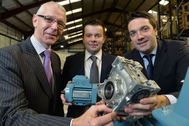 Electric Motor and Electrical Engineering company JJ Loughran is putting plans in place to create 37 new jobs in Cookstown as part of a £2.2m investment supported by Invest Northern Ireland. Pictured (left) is Brian Dolaghan, Invest NI, with Kevin and John Loughran of JJ Loughran.pic by Aaron McCracken/Harrison Photography