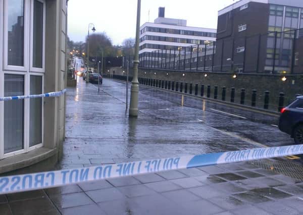 The cordon at the scene of the alert this morning.