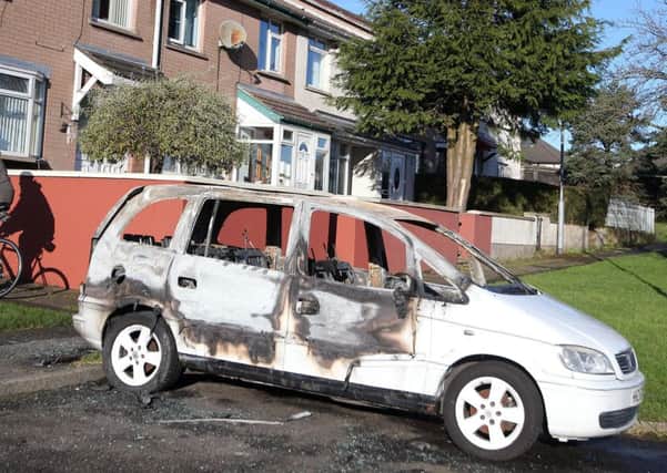 Press Eye - Belfast - Northern Ireland -22nd November 2015

A burnt out car pictured on Dunclug Gardens in Ballymena was set on fire in an overnight arson attack which the police are treating as a hate crime. 

Picture by Jonathan Porter/PressEye