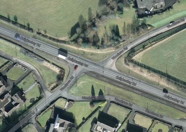 The Woodtown Road/Cullybackey Road junction. (Pic courtesy of Google Earth).