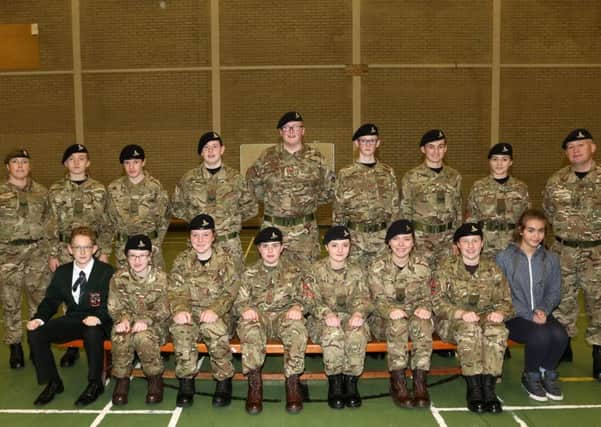 Cambridge House Detachment of C Company, Army Cadet Corp at their annual inspection. Included is Sgt Amanda Roxborough and Sgt Kyle Lamberton. INBT 48-100JC