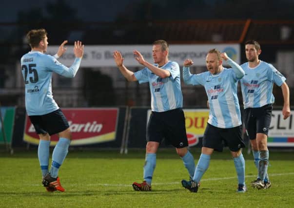 Allan Jenkins celebrates his equaliser for Ballymena United in Saturday's draw with Portadown - but the Sky Blues will have to pick up points more regularly if they are to achieve a top six place in the Danske Bank Premiership. Picture: Pacemaker Press.