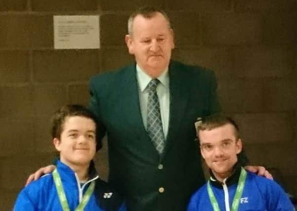 Niall McVeigh (right) with William Martin and runner-up Bobby Laing.