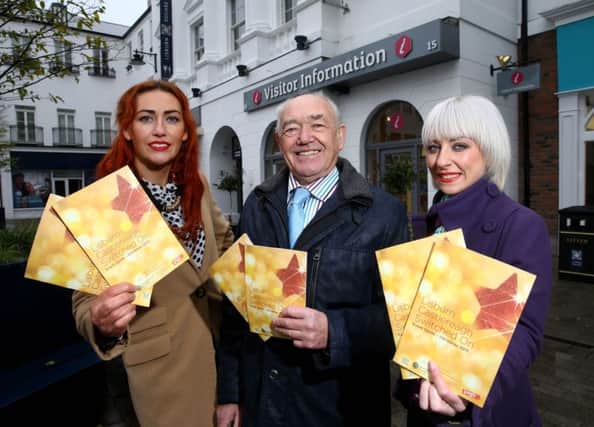 Announcing the launch of the Councils upcoming programme of events for Christmas are Alderman Jim Dillion Vice Chairman of the Development Committee along with Chanele McKinstry from New City Cabs and  Lyndsay Rooney from Del Torro. INUS Christmas