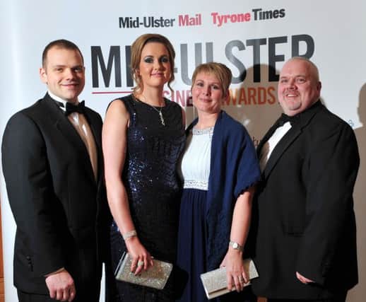 Attending the Mid-Ulster Mail & Tyrone Times 2014 Mid-Ulster Business Awards held in the Glenavon House Hotel on Thursday night were Mel, Vicky, Diane and Kevin.INMM4814-326