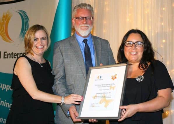 Stepping Stones NI Chief Officer, Paula Jennings receiving the High Commendation Award for Social Enterprise of the Year.