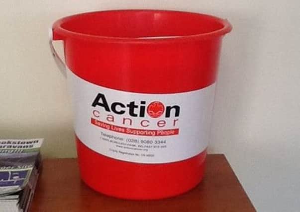 Action Cancer bucket that was emptied by a thief