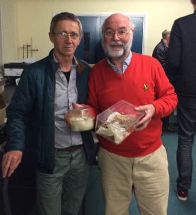 Dromore Beekeepers'Association member  Patrick Lundy (left)  with retired Agri-Food and Biosciences entomologist Paul Moore.
