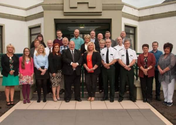 Members of Mid & East Antrim PCSP pictured with representatives of the borough council and PSNI recently at Ardeevin. (Editorial Image0.