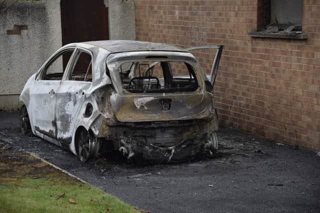 The home at Meadow Drive in Antrim which was targeted in an overnight arson attack.  Picture: Stephen Hamilton/Presseye