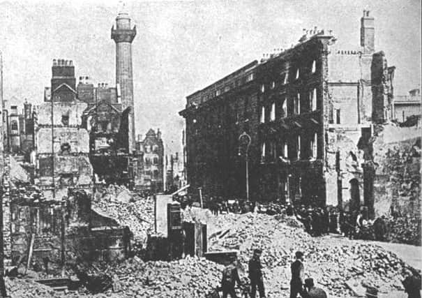 An old newspaper picture showing the aftermath of the fighting in Dublin during the rising of 1916.