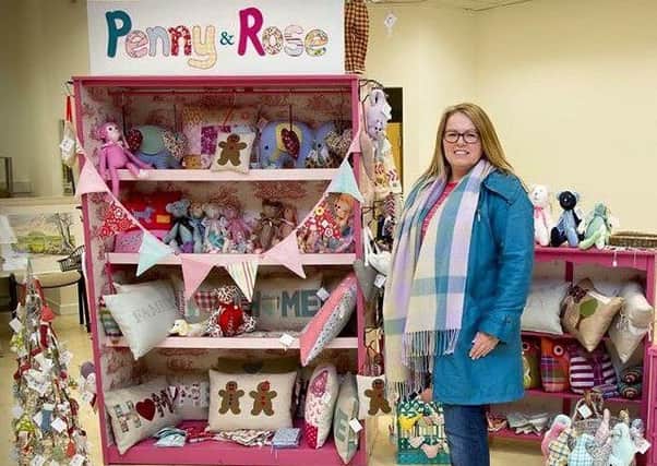 Small business owner Michele Lowry of Penny & Rose, a small craft business, who created the Ballymena Bear.