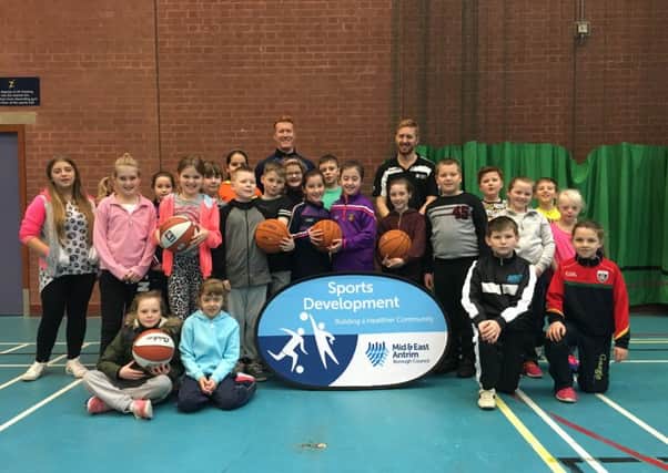 Pupils from Ballykeel & St. Brigids Primary Schools, who took part in the Basketball Twinning Programme.