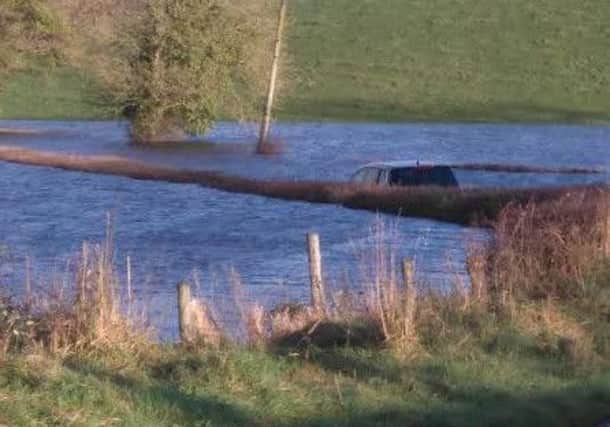 Ivan's car on a flooded road near Glaslough, Co Monaghan