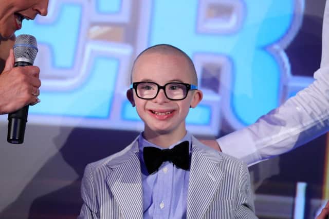 Press Eye - Belfast - Northern Ireland - 12th June 2015 - Picture by Kelvin Boyes / Press Eye. Spirit of Northern Ireland Awards at the Culloden Hotel 
Overall Spirit of NI Winner Jay Beatty. showing off his new specs courtesy of Specsavers Craigavon, Rushmere Shopping Centre.