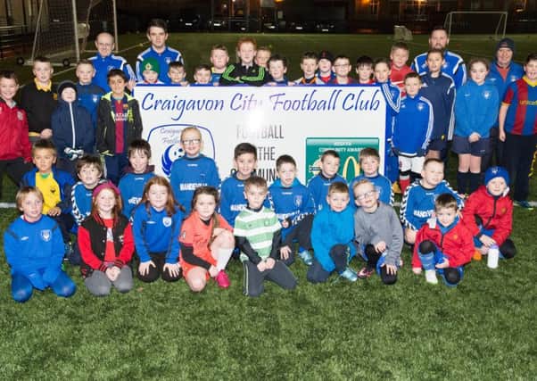 Some of the Craigavon City Football Club Under 7's, 8's, 11's and 12's and girls players. INLM5014-415