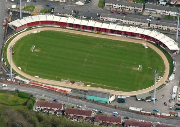 Aerial view of the Brandywell Stadium.