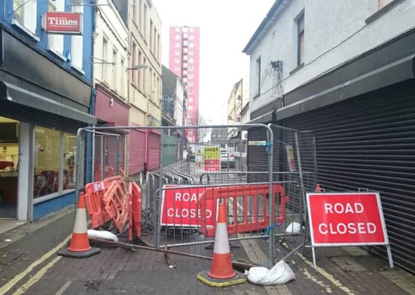 Part of Dunluce Street remains sealed off due to ongoing safety concerns. INLT 51-685-CON
