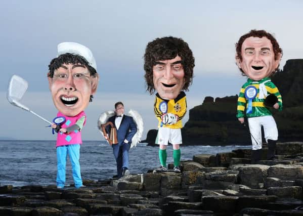 three HARP Living Legends: Giants of NI Sport, Rory McIlroy, Pat Jennings and AP McCoy, were joined by the HARP Angel as they followed in the footsteps of mythical legends from Northern Irelands past at The Giants Causeway, Co. Antrim. The three icons were named as NIs greatest living sports legends by an expert panel including Barry McGuigan (former featherweight world champion), Jackie Fullerton (voice of NI football), Adrian Logan (former UTV sports editor) and Graham Little (Sky Sports).