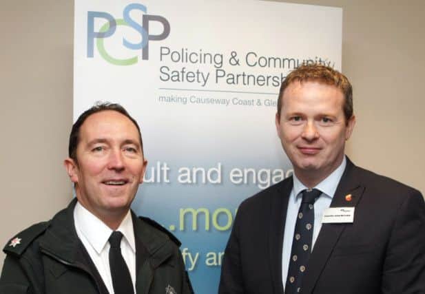 Superintendent John Magill and Chair of the PCSP Cllr James McCorkell.INBM45-15 008SC.