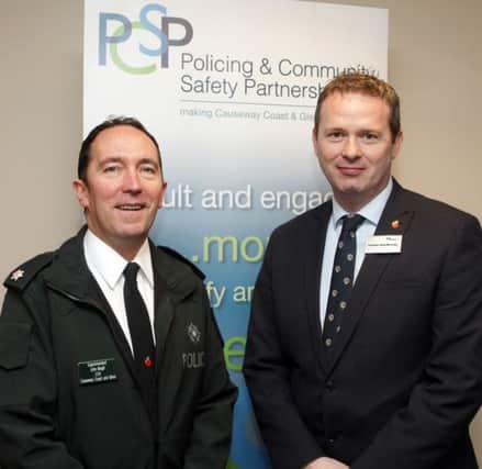 Superintendent John Magill and Chair of the PCSP Cllr James McCorkell.INBM45-15 008SC.