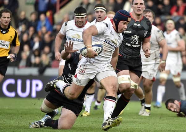 Luke Marshall races clear to score a try during the European Rugby Union Champions Cup match between Toulouse and Ulster. Picture: Press Eye.