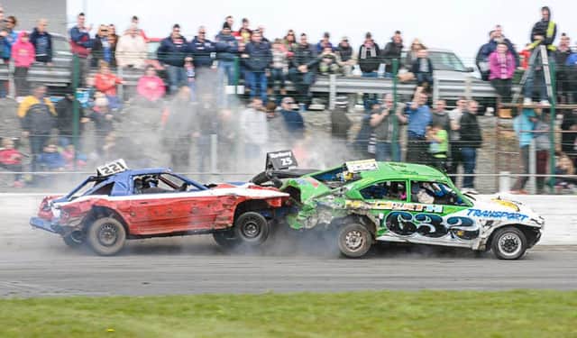 Stock car action at Aghadowey Oval. Picture: Ed Fahey.