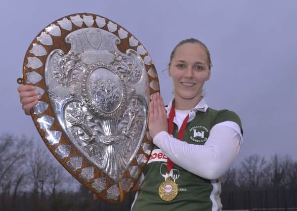 Randalstown captain Shelley Black with the Ulster Shield