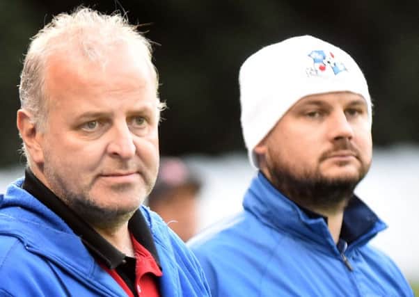Stephen Uprichard (left) and Steven Hawe - Loughgall's joint management team.