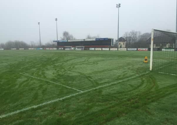The scene at Lakeview Park on Boxing Day following the postponement of the Bob Radcliffe Cup final between Loughgall and Armagh City.