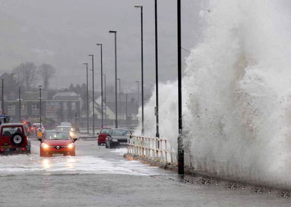 Storm Frank made driving conditions very difficult at Carnlough seafront on Wednesday, December 30. Picture:  OK.PHOTO.CO.UK/MCAULEY MULTIMEDIA