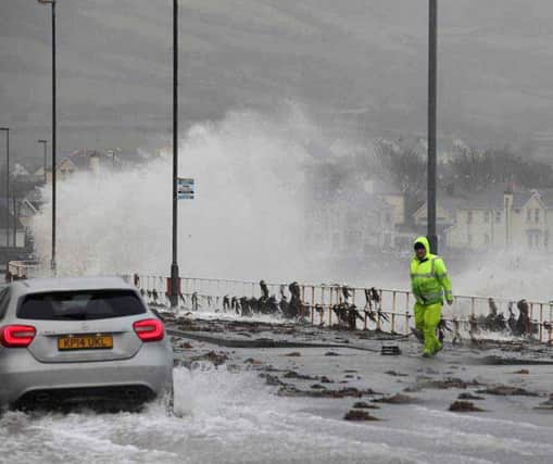 Harbour defence walls are attacked by storm Frank at Carnlough on Wednesday afternoon leading to treacherous conditions for motorists and pedestrians alike. Picture: OK.PHOTO.CO.UK/MCAULEY MULTIMEDIA