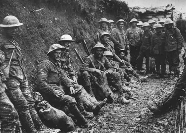 Royal Irish Rifiles rational party during the Battle of the Somme in July 1916.