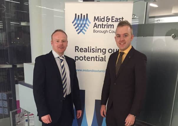 Mid and East Antrim councillors, John Stewart and Mark McKinty.  INCT 02-721-CON