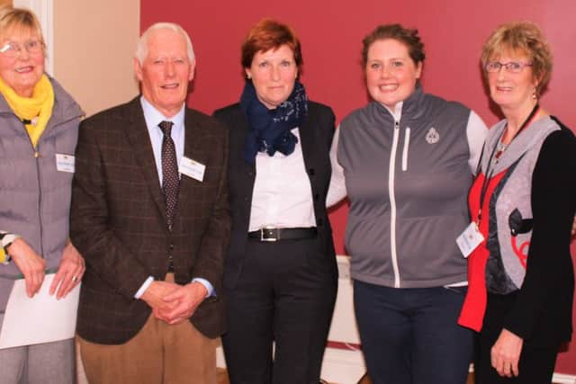 Marian, Geoff and Marie thank Wilma and her assistant after the presentation to Ballymoney U3A