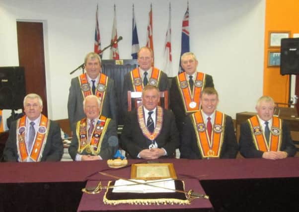 Officers and Past Members at the election of the New Imperial Grand master of the Independent Loyal Orange Institution