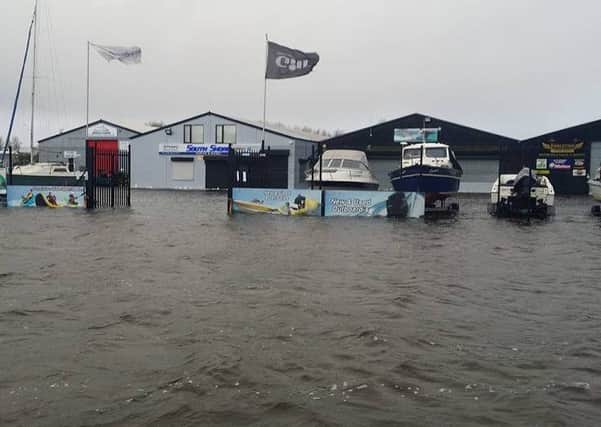 Water levels at Kinnego Marina shops rising