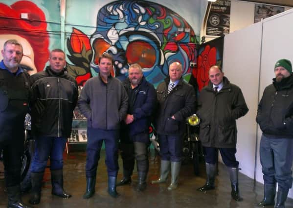 Business owners at Kinnego Marina with Ben Wallace MP, Minister at the Northern Ireland Office and Upper Bann MP David Simpson