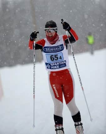 Joanna Brownlow battles through the heavy snow in the 4x5K Nordic Relay