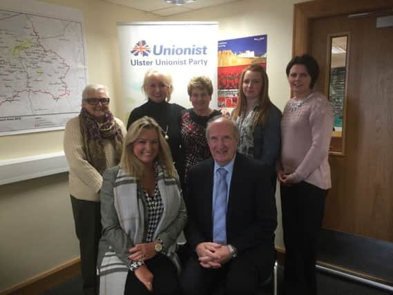 The Officers of the Upper Bann Branch of the Ulster Womens Unionist Council at their Annual General Meeting including Chairperson of Upper Bann UWUC Jo-Anne Dobson MLA, Vice Chairperson Mrs Olive Hatch and Guest Speaker Alderman Arnold Hatch.