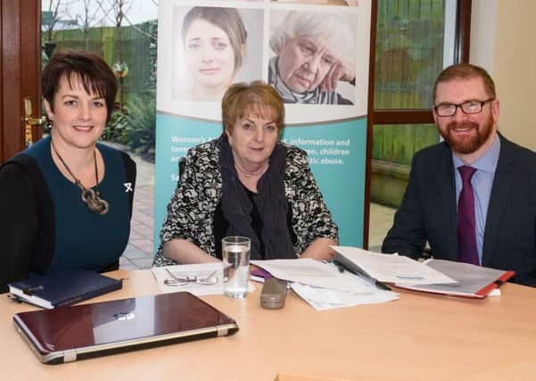 Health Minister, Simon Hamilton MLA pictured during his visit last week to the Womens Aid, Antrim facility at Grace House included is South Antrim DUP MLA Pam Cameron. (Submitted Picture).