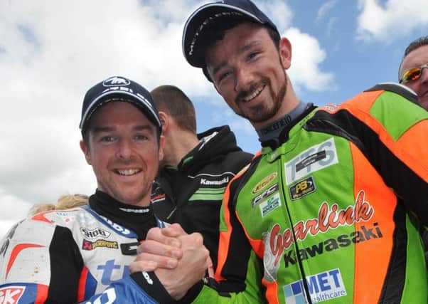 Glenn Irwin (right) and Alastair Seeley at last year's North West 200.