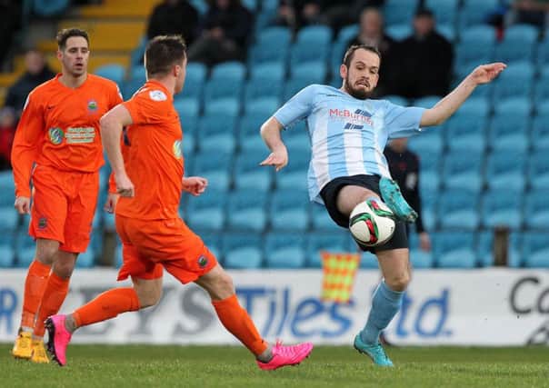 Tony Kane, pictured here in Ballymena United's recent league meeting against Linfield at the Showgrounds, has signed a new two-year deal with the Sky Blues. Picture: Press Eye.