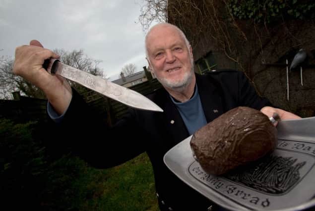 Christopher McCaughan from Ballycastle stabs a haggis as he prepared for Robert Burns day on 25th of January. Picture Steven McAuley/McAuley Multimedia