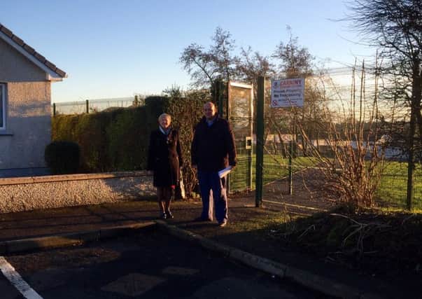 Cllr. Audrey Wales and Assemblyman David McIlveen at Carnview where residents say the 'school run' parking problems have become a major issue.