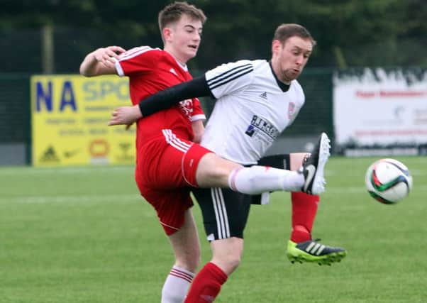 Ross Wilson - on his club debut against Dergview - recently joined Annagh United from Loughgall.INPT03-608
