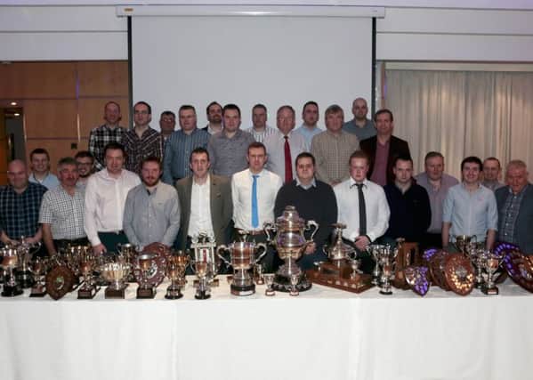 Members and trophy winners of the Mid Antrim Motor Club who attended the club's annual awards evening in the Ross Park Hotel, Kells. INBT 04-179CS