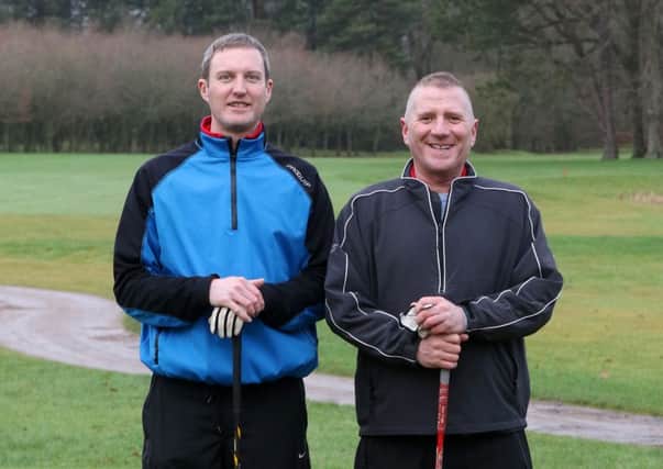 Andy Moore and Micky McAuley who played in Saturday's competition at Galgorm Castle Golf Club. INBT 04-187CS